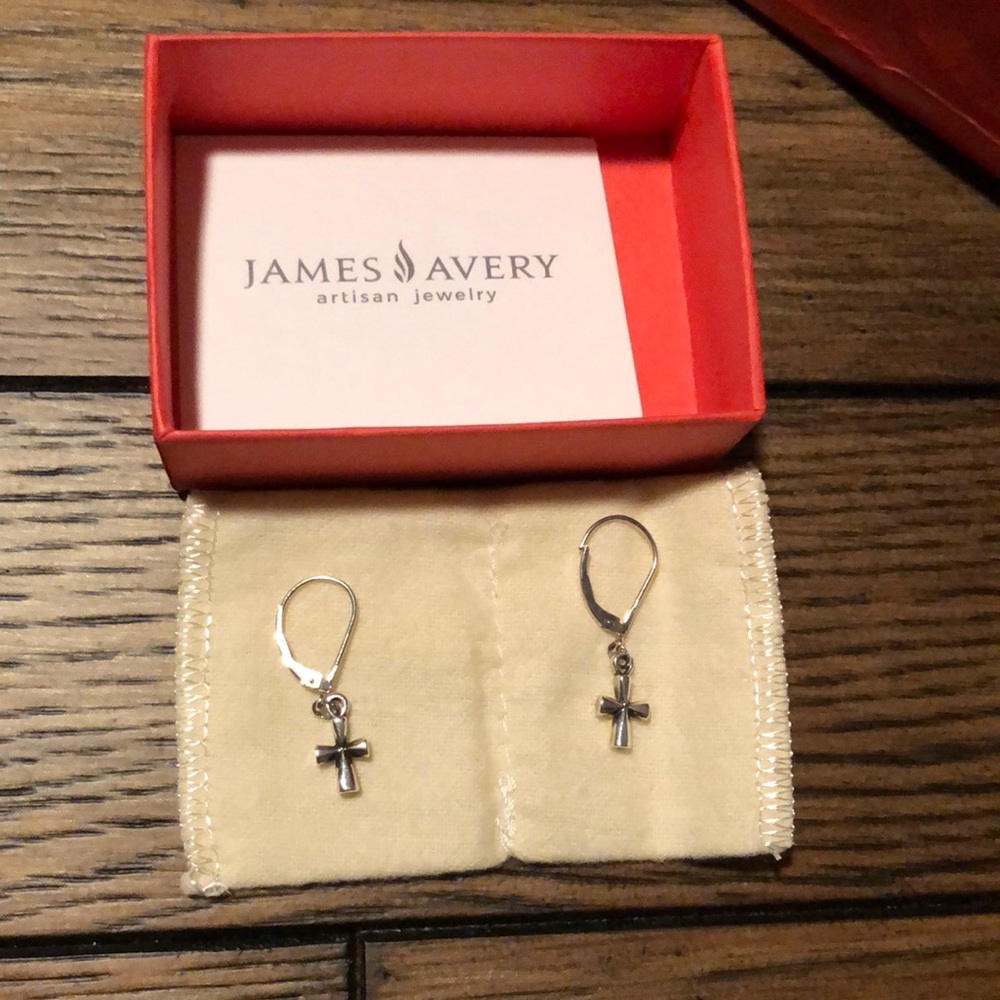 James Avery sterling silver cross dangle earrings